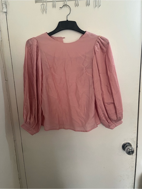my lullaby Tops - My lullaby Women's Dusty Pink Pleated Puff-Sleeve Blouse